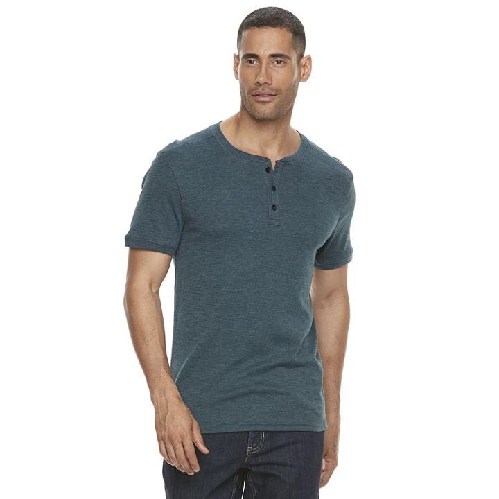 Men's Apt. 9® Modern-fit Slubbed Henley, Size: Large, Turquoise/blue (turq/aqua)