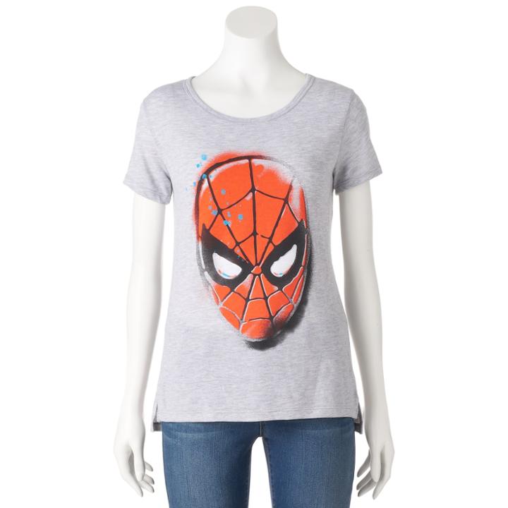 Juniors' Marvel Spiderman Split Hem Graphic Tee, Teens, Size: Xl, Med Grey