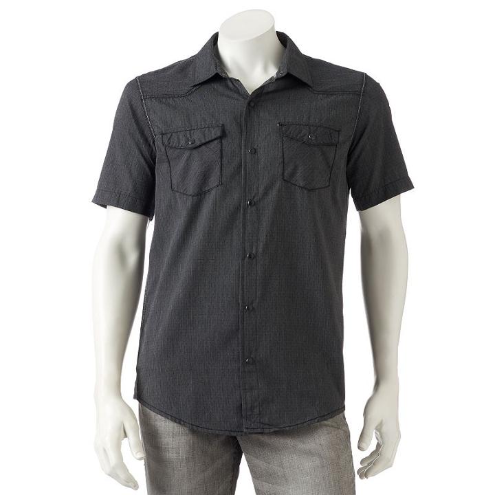 Men's Burnside Patterned Button-down Shirt, Size: Xl, Black