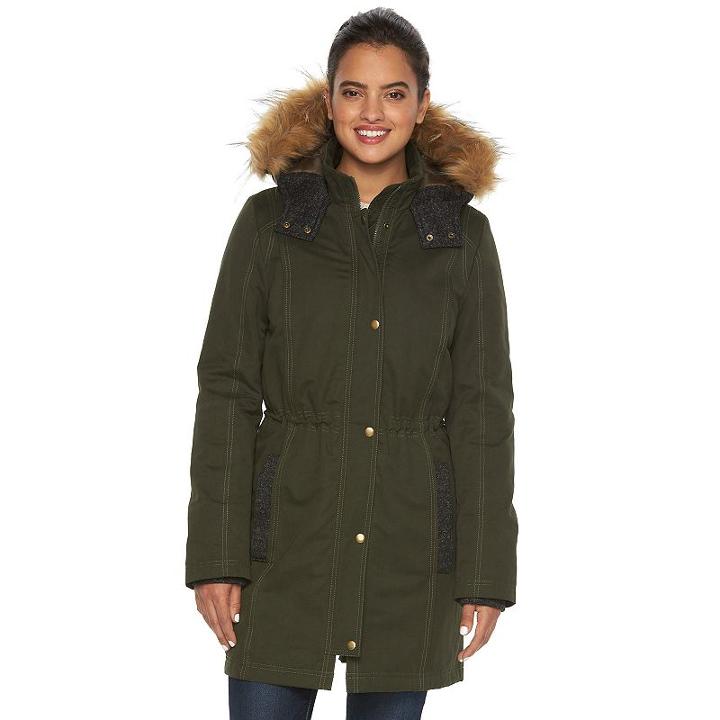 Women's Apt. 9&reg; Hooded Anorak Parka, Size: Medium, Med Green