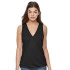 Juniors' Awake Surplice High-low Tank, Teens, Size: Medium, Black