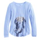Girls 7-16 & Plus Size Mudd&reg; V-neck Thermal Graphic Tee, Size: 20 1/2, Blue (navy)