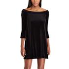 Women's Chaps Off-the-shoulder Velvet Dress, Size: Medium, Black
