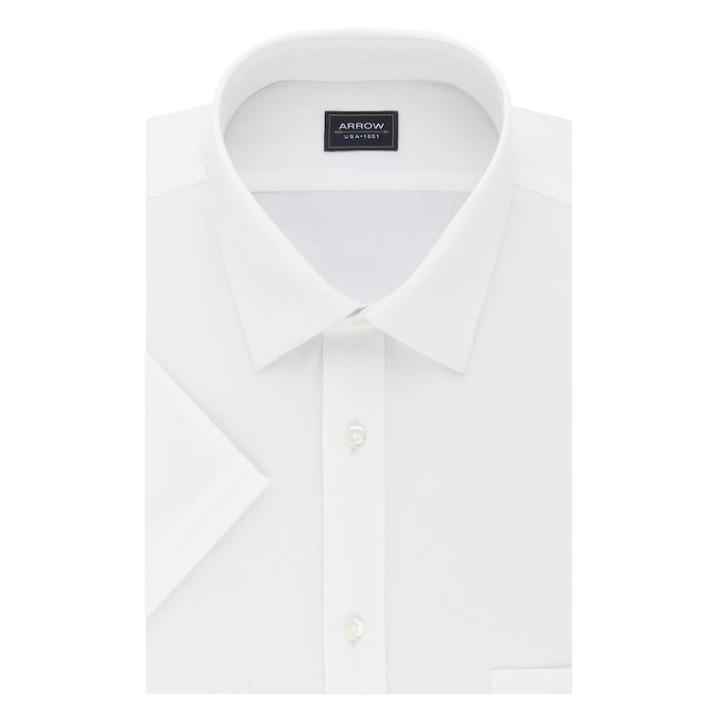 Big & Tall Arrow Regular-fit Spread-collar Short-sleeved Dress Shirt, Men's, Size: 24 Big, White