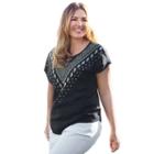 Plus Size Apt. 9&reg; Embellished Bar Back Tee, Women's, Size: 0x, Black
