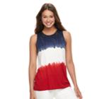 Juniors' Cloud Chaser Patriotic Tie-dyed Tank, Teens, Size: Medium, Red