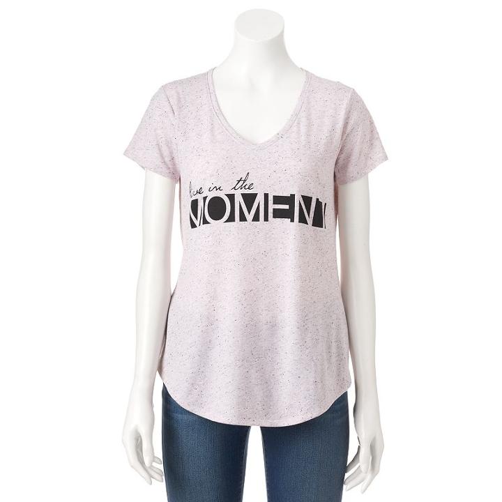 Women's Apt. 9&reg; V-neck Graphic Tee, Size: Xs, Brt Pink