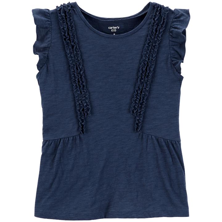 Girls 4-12 Carter's Ruffled Yoke Top, Size: 10-12, Blue