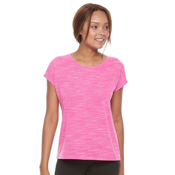 Petite Tek Gear&reg; Short Sleeve Cross Back Tee, Women's, Size: M Petite, Brt Pink