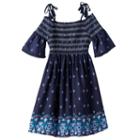 Girls 7-16 Mudd&reg; Off Shoulder Smocked Printed Gauze Dress, Girl's, Size: 16, Blue