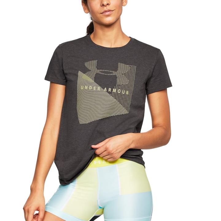 Women's Under Armour Sportstyle Logo Crew Graphic Tee, Size: Medium, Grey (charcoal)
