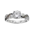 Silver Luxuries Silver Plated Cubic Zirconia & Marcasite Twist Ring, Women's, Size: 9, Black