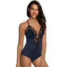 Women's Maidenform Casual Comfort Lounge Thong Bodysuit Dmcctb, Size: Large, Blue (navy)