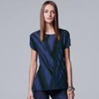 Women's Simply Vera Vera Wang Essential Textured Tee, Size: Medium, Blue