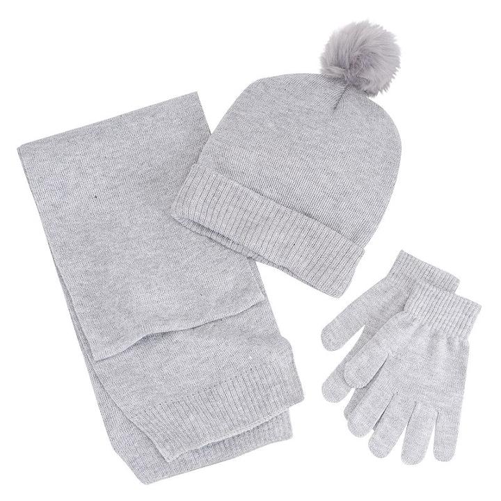 Girls 4-16 Berkshire 3-pc. Solid Scarf, Hat & Gloves Set, Girl's, Grey