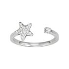 14k White Gold 1/10 Carat T.w. Diamond Star Open Ring, Women's, Size: 8