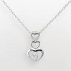 Sterling Silver Cubic Zirconia Linear Heart Pendant, Women's, Size: 18, White