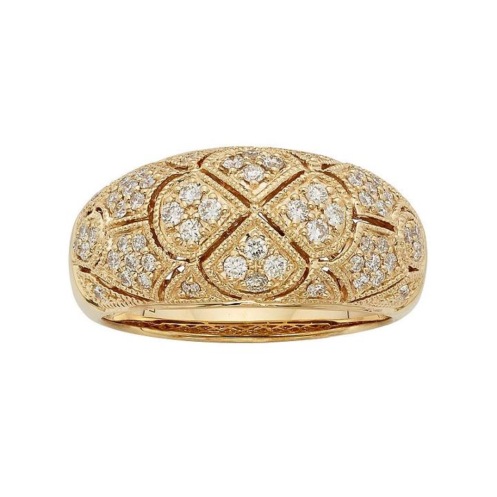 1/2 Carat T.w. Igl Certified Diamond 14k Gold Art Deco Wedding Ring, Women's, Size: 7, White