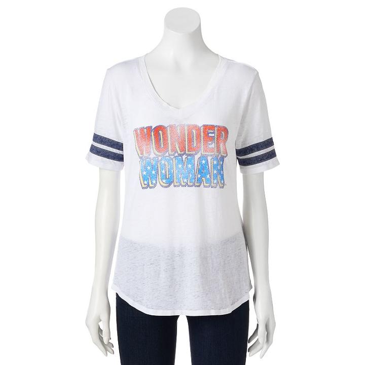 Juniors' Dc Comics Wonder Woman Burnout Varsity Graphic Tee, Girl's, Size: Medium, White Oth