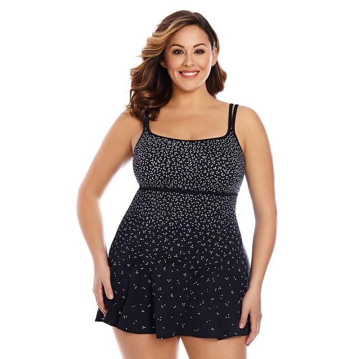 Plus Size Great Lengths Hip Minimizer Swimdress, Women's, Size: 18, Oxford