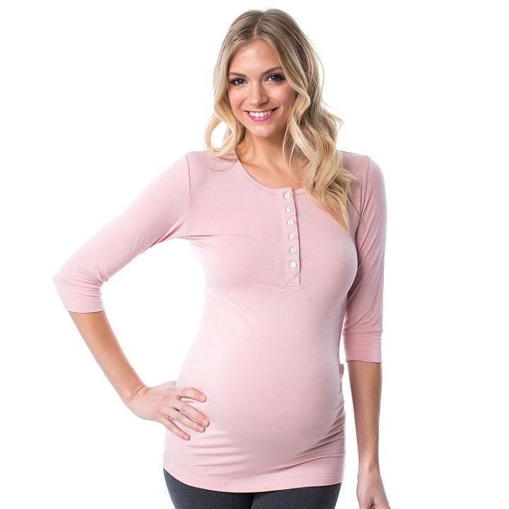 Maternity Pip & Vine By Rosie Pope Henley Tee, Women's, Size: M-mat, Pink Other