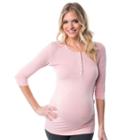 Maternity Pip & Vine By Rosie Pope Henley Tee, Women's, Size: M-mat, Pink Other