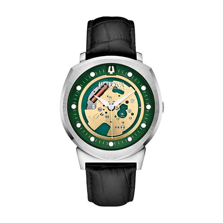 Bulova Men's Accutron Ii Leather Skeleton Watch - 96a155, Black