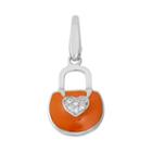 Giorgio Martello Cubic Zirconia Sterling Silver Heart Purse Charm, Women's, Orange