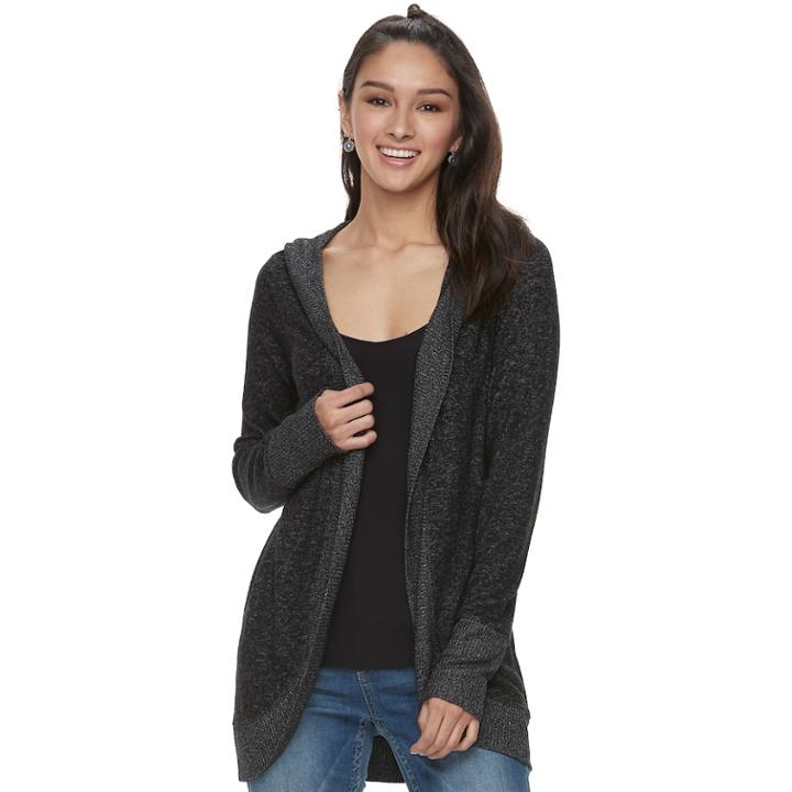 Juniors' Grayson Threads Hooded Hatchi Cocoon Cardigan, Teens, Size: Xl, Black