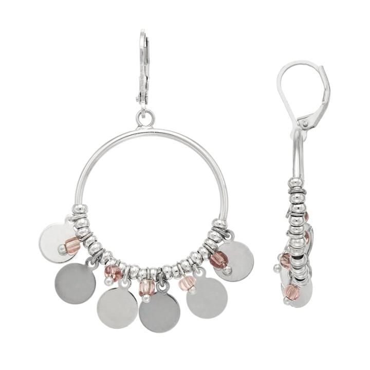 Simply Vera Vera Wang Disc Hoop Drop Earrings, Women's, Pink