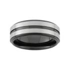 Two Tone Stainless Steel Striped Wedding Band - Men, Size: 11.50, Grey