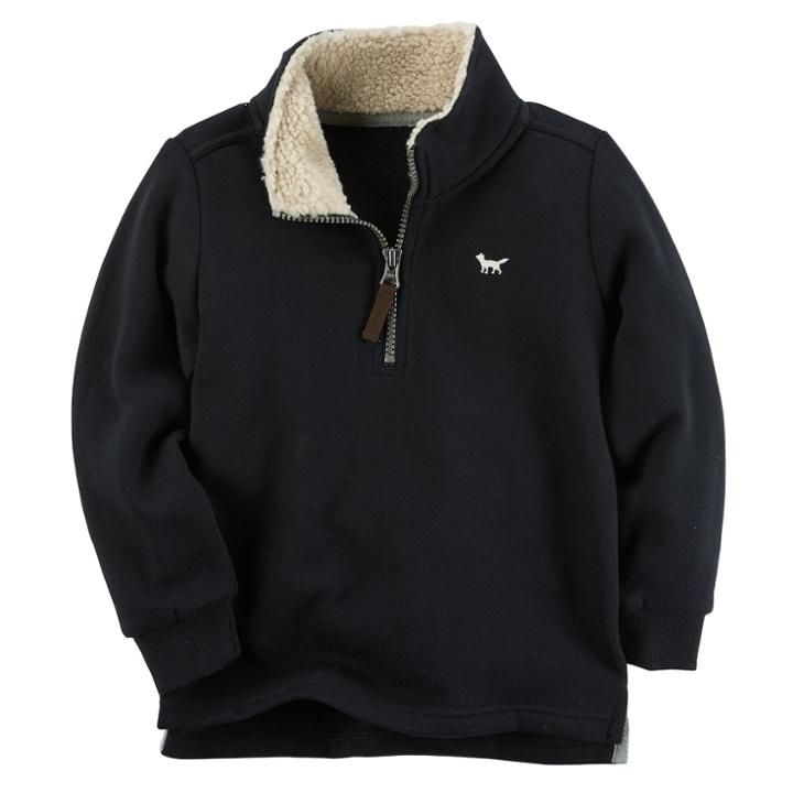 Boys 4-8 Carter's Sherpa Half Zip Fleece Pullover, Size: 8, Black
