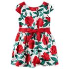 Girls 4-8 Carter's Red Floral Dress, Girl's, Size: 5, Ovrfl Oth