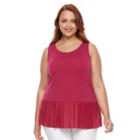Plus Size Apt. 9&reg; Pleated Peplum Tank Top, Women's, Size: 3xl, Pink