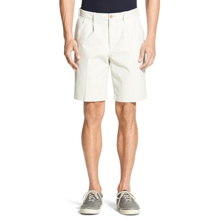Men's Izod Double Pleated Saltwater Chino Shorts, Size: 42, Lt Beige
