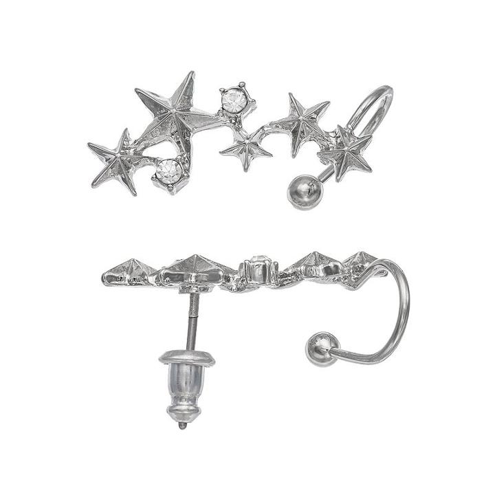 Mudd® Star Nickel Free Climber Earrings, Women's, Silver
