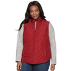 Plus Size Croft & Barrow&reg; Classic Quilted Vest, Women's, Size: 2xl, Dark Red