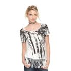 Women's Rock & Republic&reg; Fringe Flag Tee, Size: Small, White Oth
