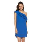 Petite Apt. 9&reg; Ruffle One-shoulder Shift Dress, Women's, Size: L Petite, Blue