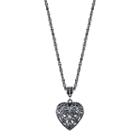 1928 Filigree Heart Pendant Necklace, Women's, Size: 18, Black