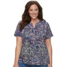 Plus Size Croft & Barrow&reg; Print Shirt, Women's, Size: 2xl, Dark Blue