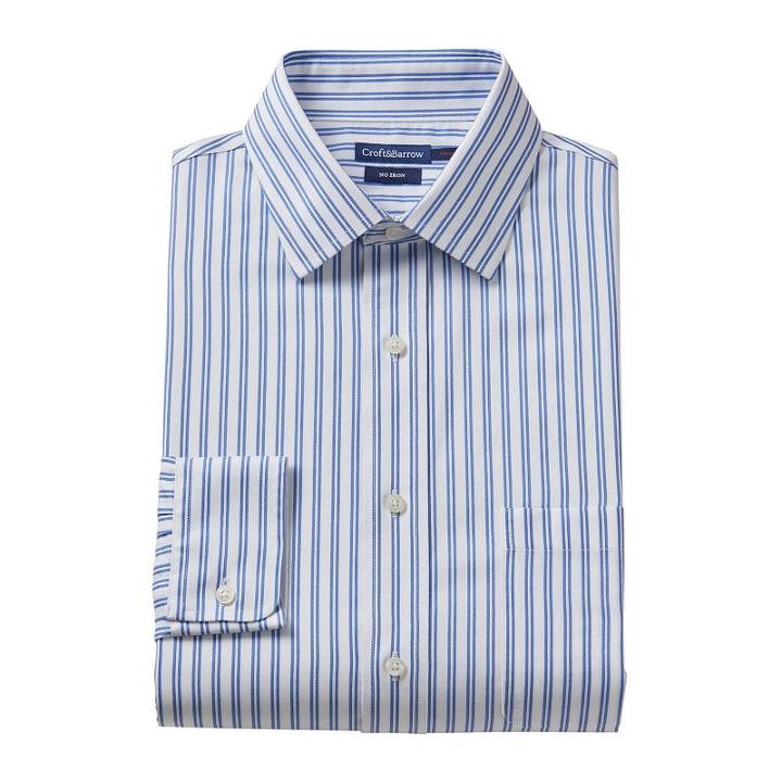 Croft & Barrow&reg; Fitted Striped No-iron Dress Shirt - Men, Size: 17.5-32/33, White