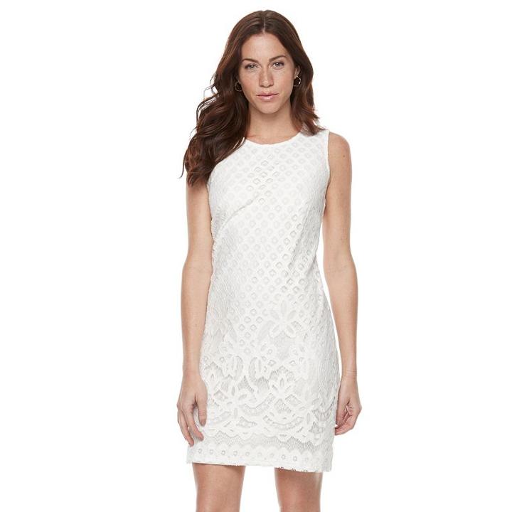 Women's Sharagano Lace Sheath Dress, Size: 12, Natural