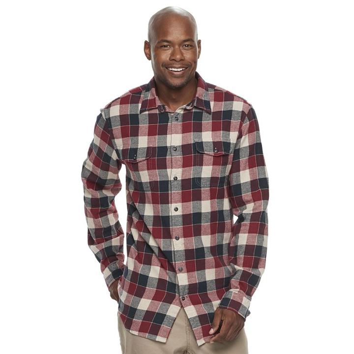 Big & Tall Sonoma Goods For Life&trade; Supersoft Stretch Flannel Shirt, Men's, Size: Xxl Tall, Dark Red
