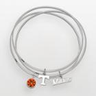 Tennessee Volunteers Silver Tone Crystal Charm Bangle Bracelet Set, Women's, Orange