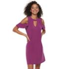 Juniors' Candie's&reg; Cutout Ruffled Cold-shoulder Swing Dress, Teens, Size: Large, Dark Pink