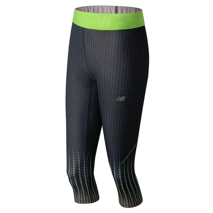 Women's New Balance Accelerate Printed Performance Capri Leggings, Size: Small, Grey Other