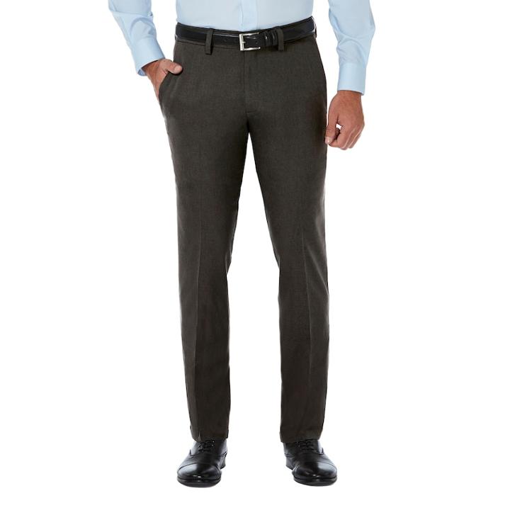 Men's Haggar&reg; Cool 18&reg; Pro Slim-fit Wrinkle-free Flat-front Premium Flex Waist Pants, Size: 38x32, Dark Grey
