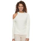 Women's Jennifer Lopez Ribbed One-shoulder Sweater, Size: Medium, Natural