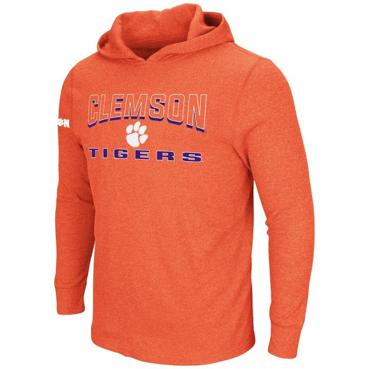 Men's Clemson Tigers Thermal Hooded Tee, Size: Xl, Drk Orange